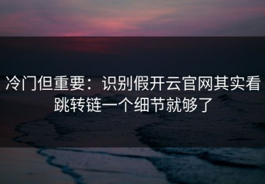 冷门但重要：识别假开云官网其实看跳转链一个细节就够了