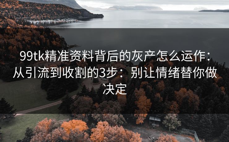 99tk精准资料背后的灰产怎么运作：从引流到收割的3步：别让情绪替你做决定