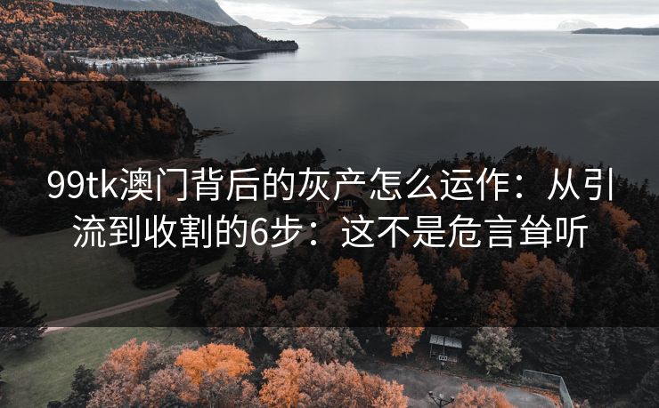 99tk澳门背后的灰产怎么运作:从引流到收割的6步:这不是危言耸听 99tk澳门背后的灰产怎么运作:从引流到收割的6步:这不是危言耸听